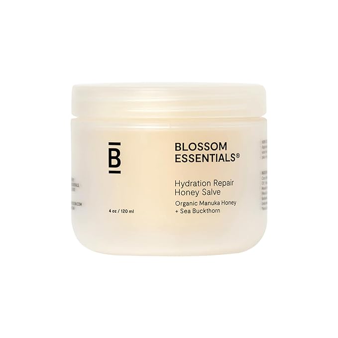 Blossom Essentials Honey Salve - Organic Manuka Honey Hydration Repair - Eczema Relief for Dry, Itchy, Sensitive Skin - Soothing Moisturizer & Balm for Kids, Adults - Made in USA - 4oz