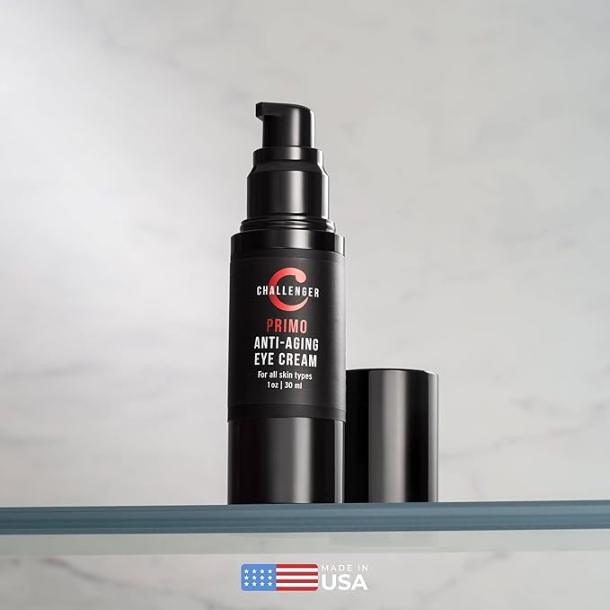 Challenger Primo Anti-Aging Eye Cream | Unscented | Clean Dispensing Airless Pump | Reduce Wrinkles, Under-Eye Circles, Puffiness, Crows Feet and Signs of Age | 1oz