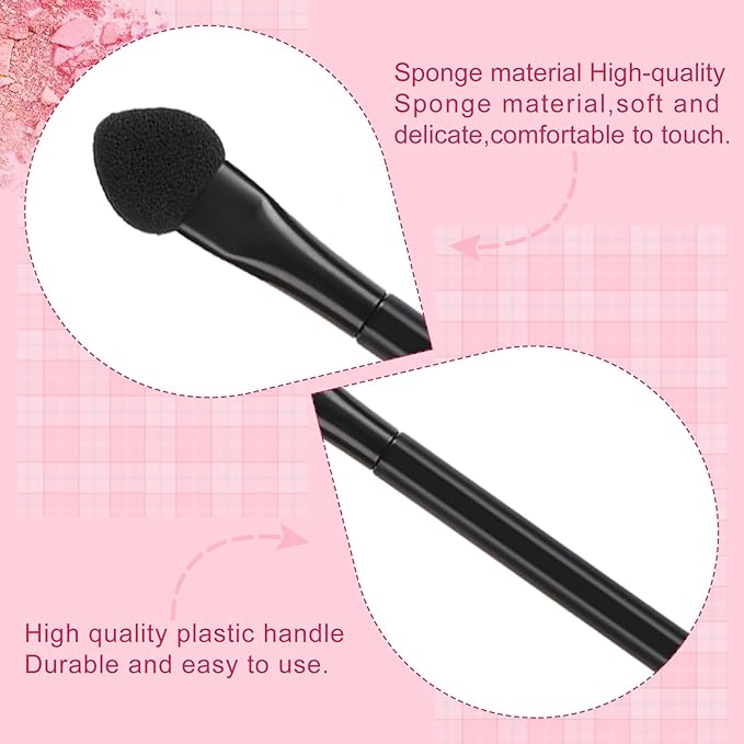JOCEMY 30 PCS Professional Disposable Dual Side Sponge Eyeshadow Brush, Double Head Eye shadow Brushes Makeup Applicator Cosmetic Tools(Length: 12 cm, Round Handle, Black)