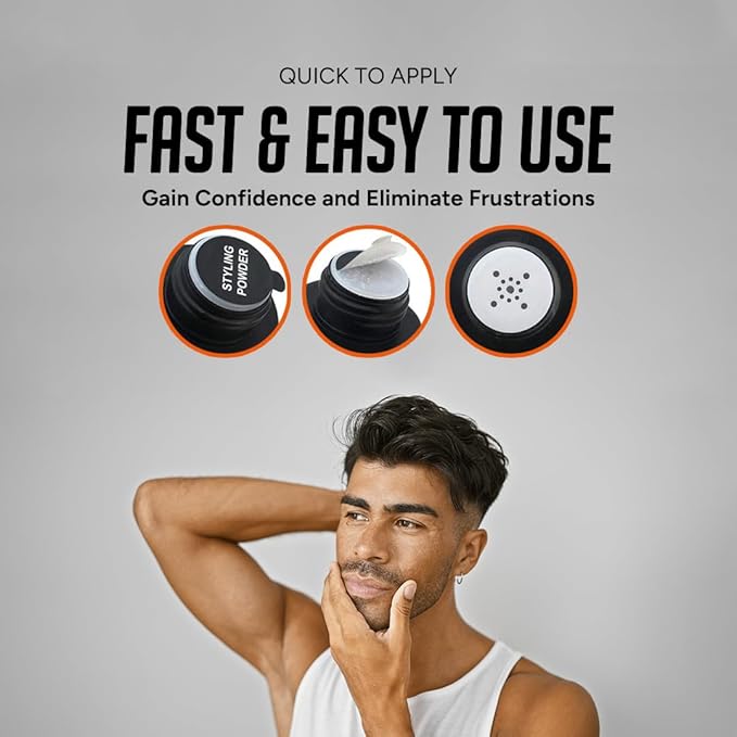 Kami Hair Texture Powder for Men - Strong Hold & Volume Powder - Texturizing Hair Product for Men’s Styling, Matte Finish, All-Day Hold for Thick Hair