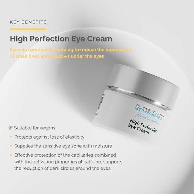 High Perfection Eye Cream (0.5 fl oz) - Eye Care Product - Reduces Lines & Shadows Under the Eyes - Caffeine Eye Cream - Skin Care - Dr Schrammek