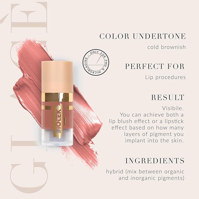 Biotek Lip Pigment for Permanent Makeup - Brownish Color for Lip - Made in Italy - Glace 0,24 fl.oz.