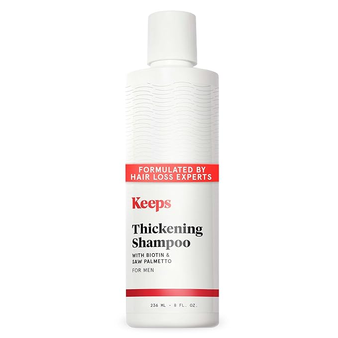 Keeps Men’s Hair Loss Shampoo with Biotin - Anti-Thinning & Hair Growth Shampoo for Men - DHT Blocker with Saw Palmetto & Caffeine for Fuller, Thicker Looking Hair - Color-Safe Products