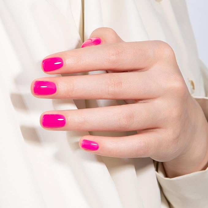 MAYCHAO 15ML Jelly Hot Pink Gel Nail Polish 1Pc Transparent Bright Pink Gel Polish Soak Off UV LED Translucent Nail Polish Nail Art Starter Manicure Salon DIY at Home, 0.5 OZ