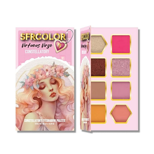 12-Color Zodiac Eyeshadow Palette, Matte Metallic Shimmer Pressed Pigments, Highly Pigmented Makeup Palette for Professional & Daily Eye Makeup (8287 Virgo)