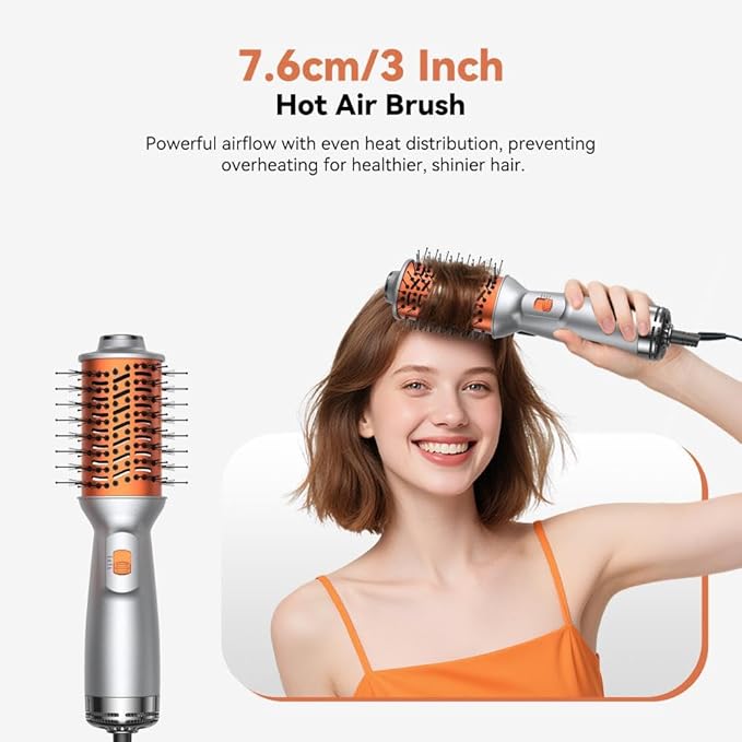 Travel Hair Dryer Brush Styling Set,Double Voltage 100–240V 4-in-1 Hot Air Brush,1 Inch Curling Iron & Mini Flat Iron Straightener,Travel Kit,for Drying, Straightening, Curling & Volumizing for Women