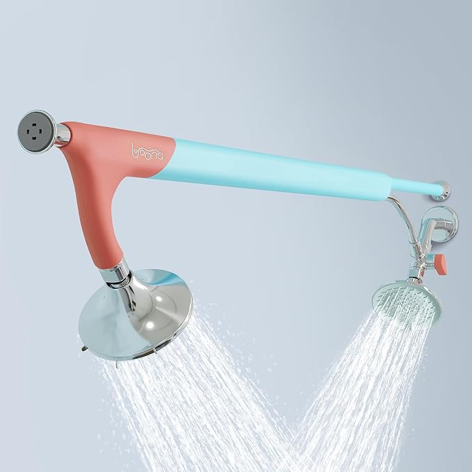 BOONA Original Double Shower Head as Seen on Shark Tank | Tandem Shower for Couples | High Water Pressure, with 3 Flow Settings | Easy DIY Install, Retro Miami
