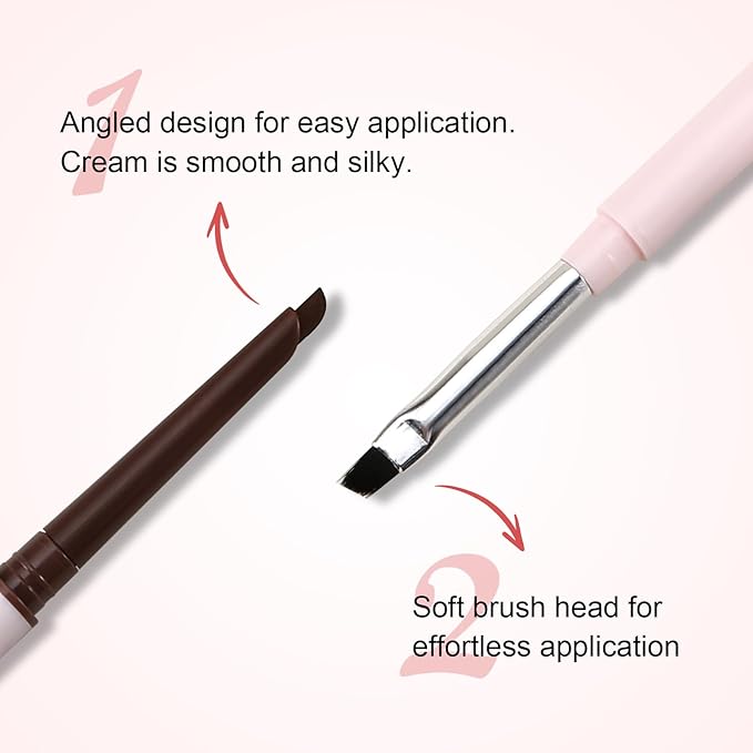 Dual-Ended Eyeliner + Brush, Waterproof Black Brown Eyeliner Pencil for Woman, Smudge-Proof Long-Lasting Wear Eye Makeup 2-Pack