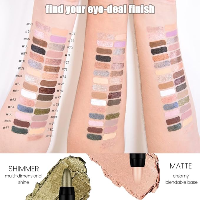 Evergreen Shimmer Cream Eye Shadow Stick Makeup for Women, Shimmer Eyeliner Pencil Eyeshadow Brightener Stick for Eyes, Waterproof Eyeshadow Applicator Blendable sombras para ojos 67#