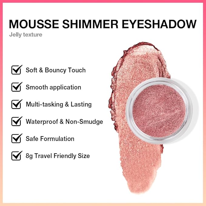 Peach Coral Shine Cream Shimmer Eyeshadow – Warm Peach Coral Eye Shadow, High Pigment Glitter Pearl Shade, Waterproof Long-Lasting Crease-Proof Single Eyeshadow for Natural Soft Glam Eye Makeup 4