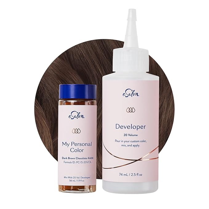 eSalon Permanent Hair Color & Hair Dye Kit - Dark Brown Chocolate - Personal Colorist for Up To 100% Gray Coverage, Ammonia-Free, All Hair Types