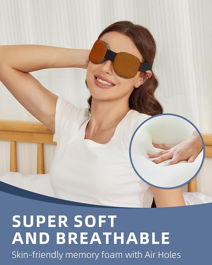 Fismool Sleep Eye Mask for Men Women, 3D Zero Intraocular Pressure Design,100% Light Blocking Sleeping,Suitable for Sleeping Mask, Exquisite Travel Storage Box（Brown）