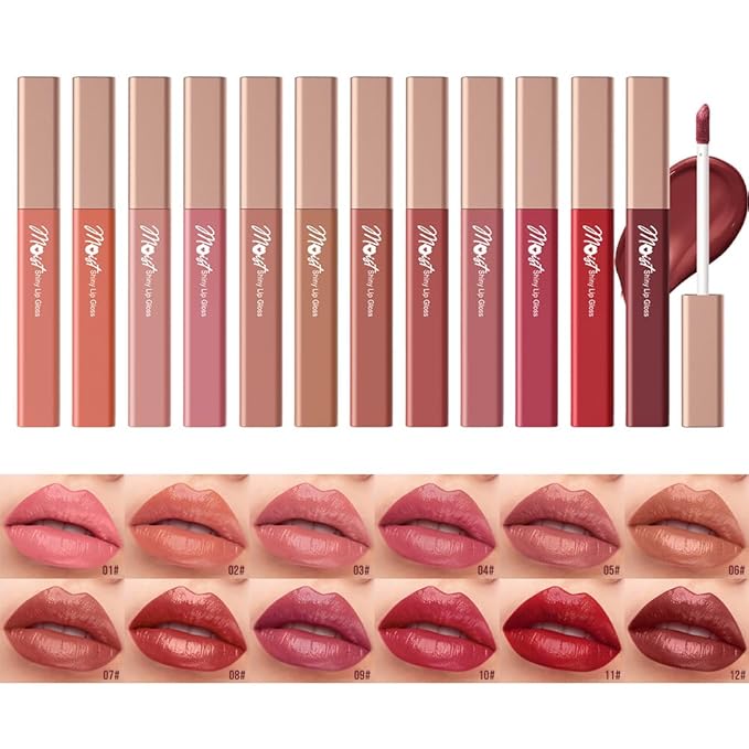 Lip Stain Hydrating High Shine – Lightweight Non-Sticky Glossy Lip Tint, Mirror Shine Moisturizing Lip Makeup for Plump & Full Lips, Long-Lasting Rich Color Lip Glaze, Soft Smooth Lip Gloss 1# to 6#