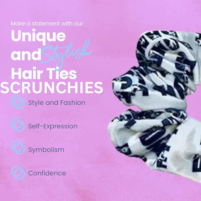 Dance Scrunchie – Soft Velvet Hair Tie with Dancer Print for Girls and Teams – Black and White Dance Accessory and Gift for Recitals, Competitions, Ballet, Jazz, or Cheer