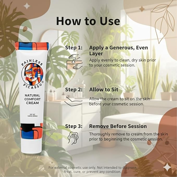 Painless Picasso Plant-Based Skin Prep Cream – Body Moisturizer for Cosmetic Use & Skin Conditioning – 1.69 oz