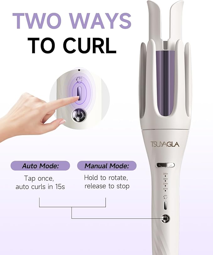 3 in 1 Automatic Curling Iron, Hair Curlers with 3 Curling Barrels (1" - 1.25" - 1.5"), Rotating Curling Iron with 3 Temp, 2-Way Rotation, 10S Fast Heating, Anti-Scald, Dual Voltage, White