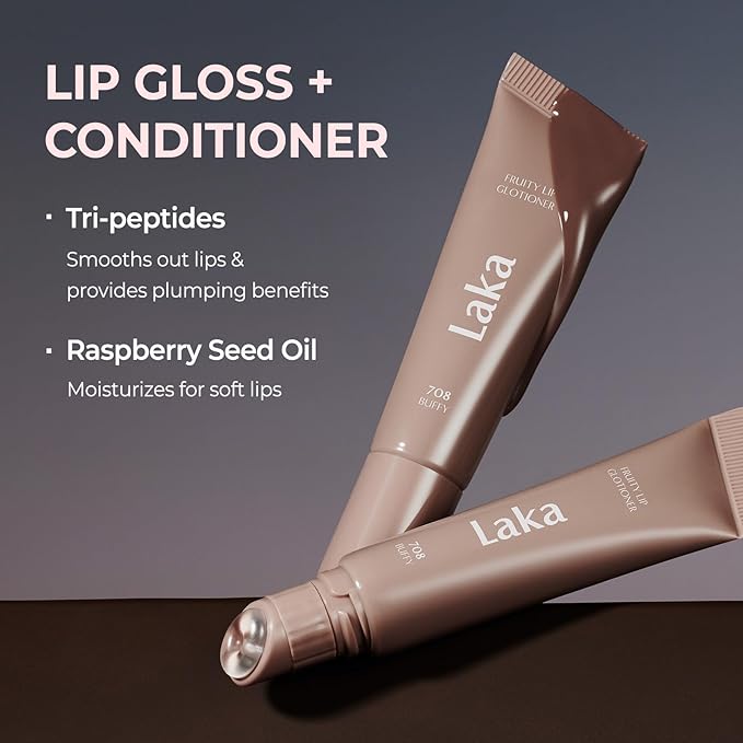 Laka Fruity Lip Glotioner, 10ml/0.33 fl.oz, Lip Gloss with High Shine Vivid Colors, Jelly tip for Hygienic & Easy Application, K-Beauty (#710 Cherish)
