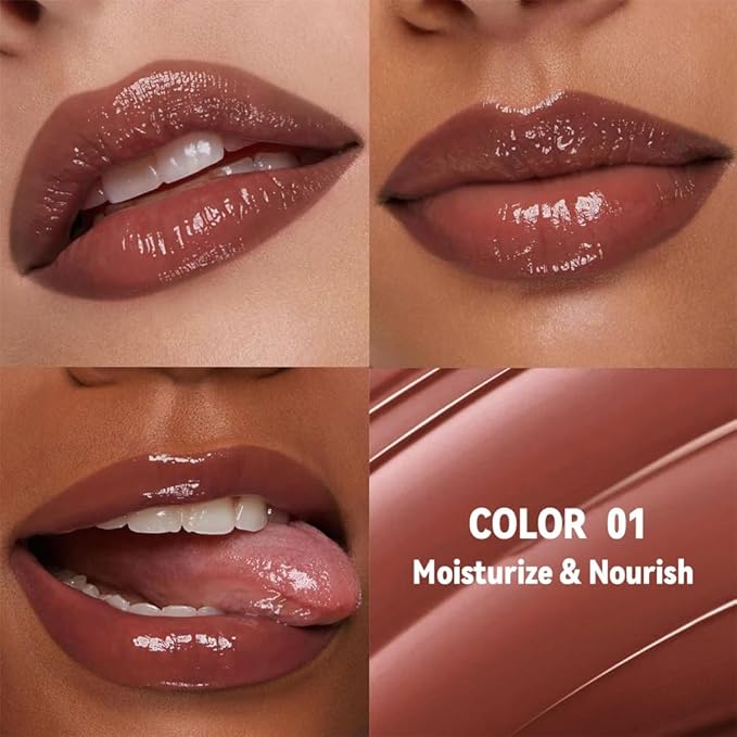 FeiCuiYun Brown Honey Tinted Lip Stain Lip Balm Lip Gloss Lipstick, Sheer Hydrating Lip Stains Tint, Moisturizing Lip Color for All Skin Tones, Nourishing Lip Balm with a Hint of Natural Black Cherry