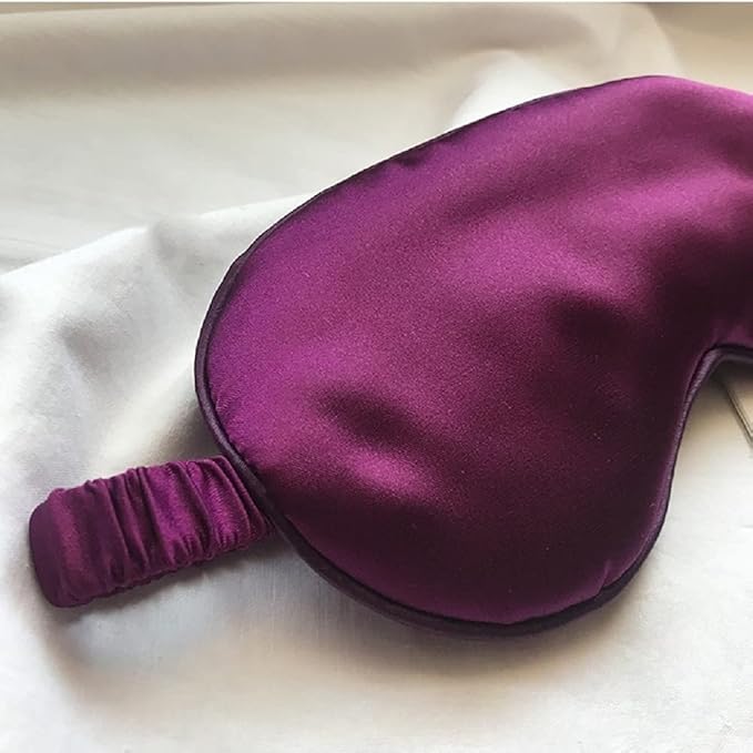 LCBD Silk Satin Sleeping Eye Mask, Dark Purple Sleep Eye Mask Night Blindfold for Women and Men, Soft Breathable Blackout Eyeshade Eye Cover for Travel, Wedding Bridesmaid Gift