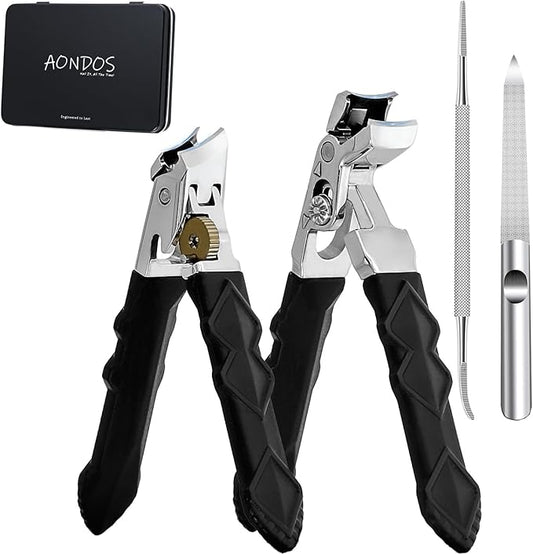 Heavy Duty Angled Head,Wide Jaw Clippers for Seniors and Man,Ingrown Toenail,Thick Nail.Long Handle, Slanted Nail Cutter for Men,Women,Pregnant,Elderly.4Pcs