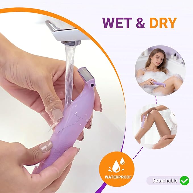Bikini Trimmer for Women, 3-in-1 Painless Womens Electric Razors & Pubic Hair Trimmer, Waterproof Womens Shaver with Ceramic Blades, USB Rechargeable Lady Groomer for Legs Underarm Face,Violet