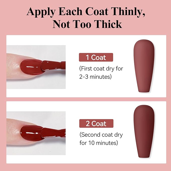 Matte Nail Polish, Red Quick Dry Nail Lacquer Non Gel Matte Finish Effect, Long Lasting & Fast Drying Nail Pigment Velvet Nail Polish for Nail Art