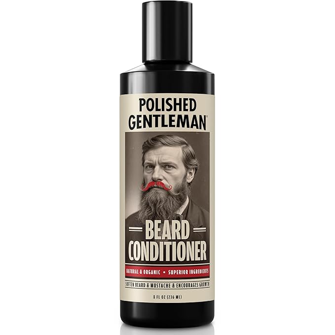 Polished Gentleman Men's Beard Conditioner for Thickener Facial Hair, Made with Tea Tree, Growth Oil and Mustache Softener, Natural Moustache Conditioner and Moisturizer (8 oz)