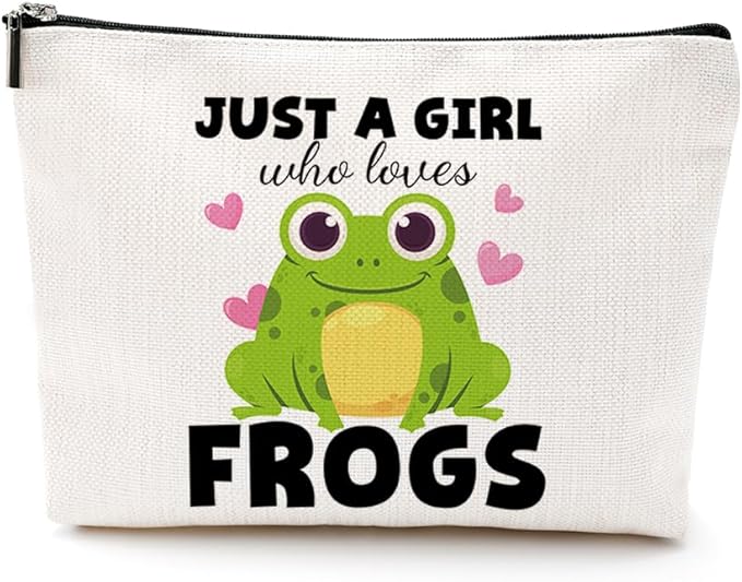 Cute Frog Makeup Bag Frog Gifts Funny Frog Lover Gifts for Women Cosmetic Bag Frog Stuff Birthday Graduation Gifts for Animal Lovers Girls Sister Daughter Niece Christmas Mothers Day Toiletry Bag
