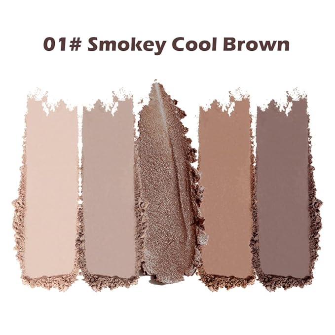 Smokey Nude Eyeshadow Palette 5 Colors Cool Brown Matte and Shimmer Eye Makeup Highly Pigmented Long Lasting Blendable Neutral Taupe Brown Eyeshadow for Daily or Smokey Look, 1#