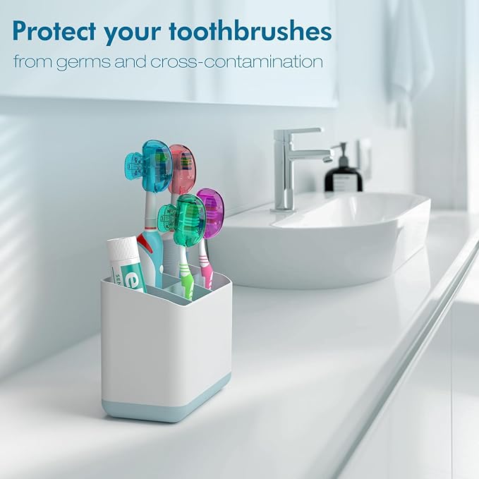Nincha 4-Pack Multicolor Toothbrush Head Covers - Universal Clip-On Protector for Manual & Electric Brushes - Travel-Friendly Hygienic Dust Guard - Suitable for Kids & Adults (Blue, Green,Purple,Pink)