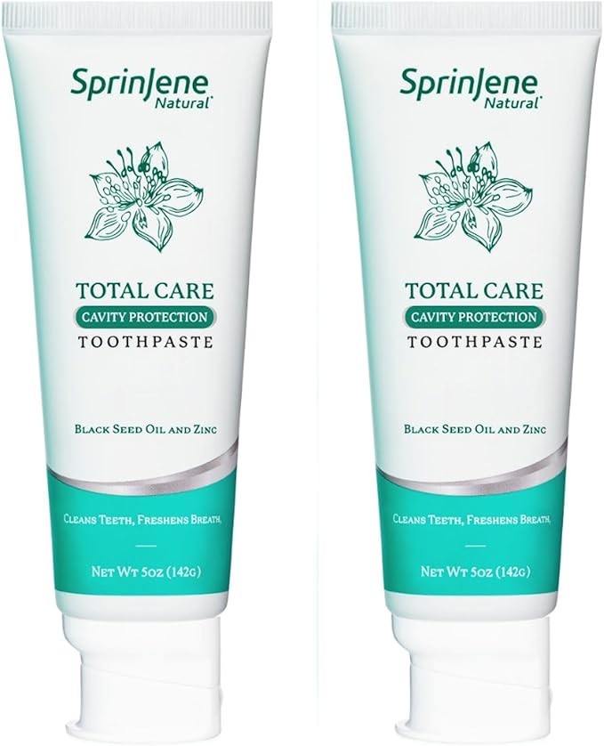 SprinJene Natural Total Care, Fluoride Toothpaste for Strong Teeth & Gum | Natural Toothpaste for Cavity Protection | 2 Pack