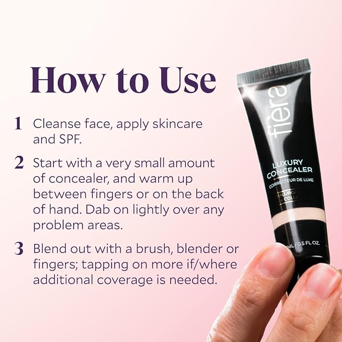 Fièra Luxury Concealer & Foundation with Anti-Aging Ingredients - Full Coverage for Dark Circles, Wrinkles, Fine Lines, and Spots, All-Day Wear For Mature Skin - Caramel, 0.5 FL. OZ. / 15 ML