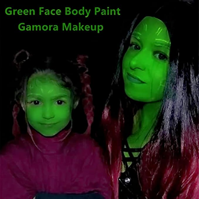 Go Ho 6 Colors Green Face Body Paint,Cream Washable Formula Face Painting for Halloween Cosplay,Body Paint FX Makeup Palette,Professional Costumes Face Paint Green Makeup