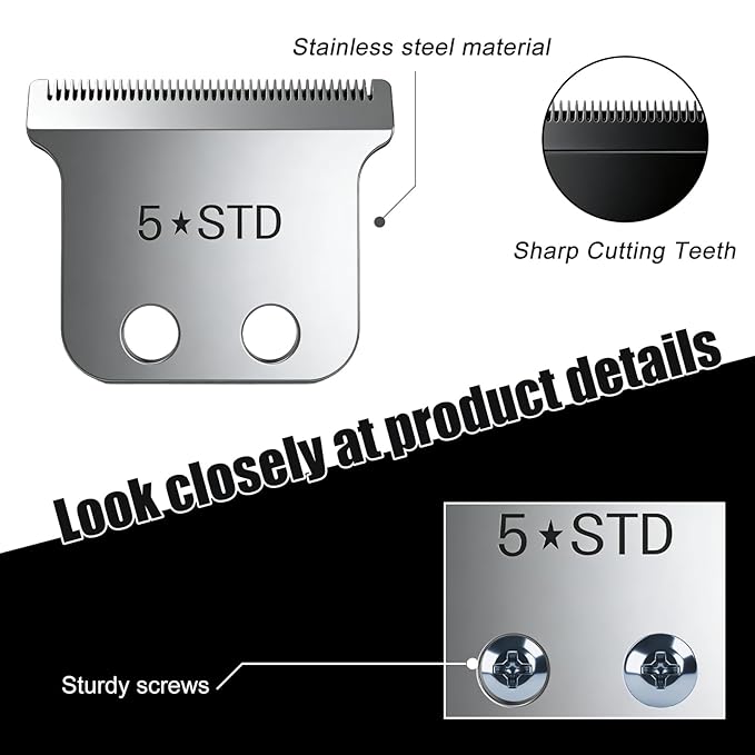 Replacement Blades for Wahl Detailer, 5 Star Hero, Razor Edger, and G Whiz trimmers,Silver 2 Pack