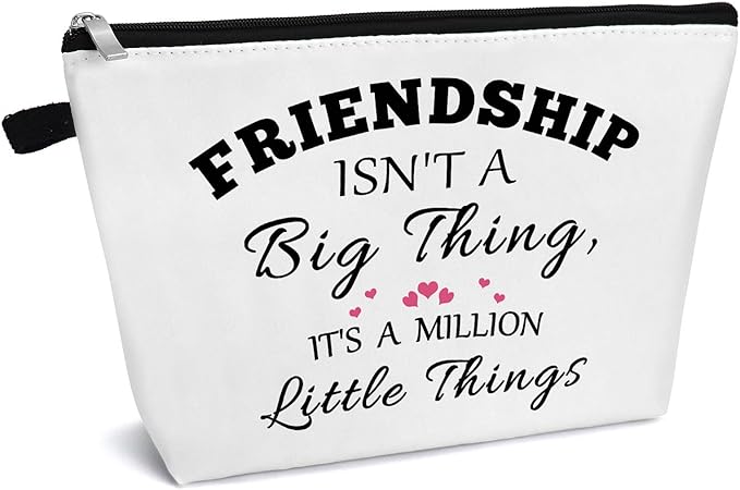 Friends Friendship Gifts for Women Makeup Bag Best Friend Birthday Gifts Cosmetic Bag Sister Gift from Sister Christmas Graduation Wedding Gift for Friend BFF Female Bestie Travel Toiletry Bags