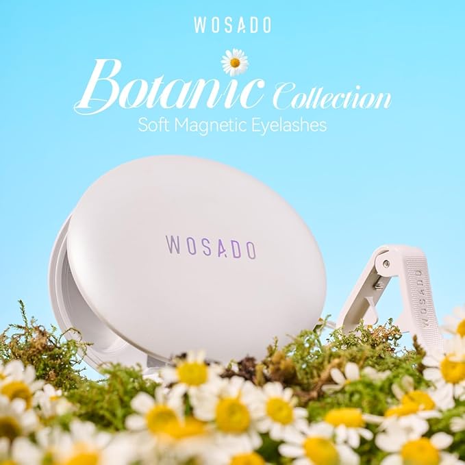 WOSADO Magnetic Eyelashes with Applicator Kit, [Peony] 22mm Reusable Glue-free Wispy Magnetic Lashes, Cruelty-free False Lashes, Waterproof, Lightweight, Suit for Heavy Makeup