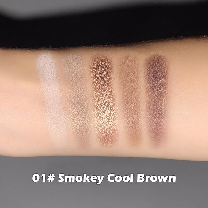 Smokey Nude Eyeshadow Palette 5 Colors Cool Brown Matte and Shimmer Eye Makeup Highly Pigmented Long Lasting Blendable Neutral Taupe Brown Eyeshadow for Daily or Smokey Look, 1#