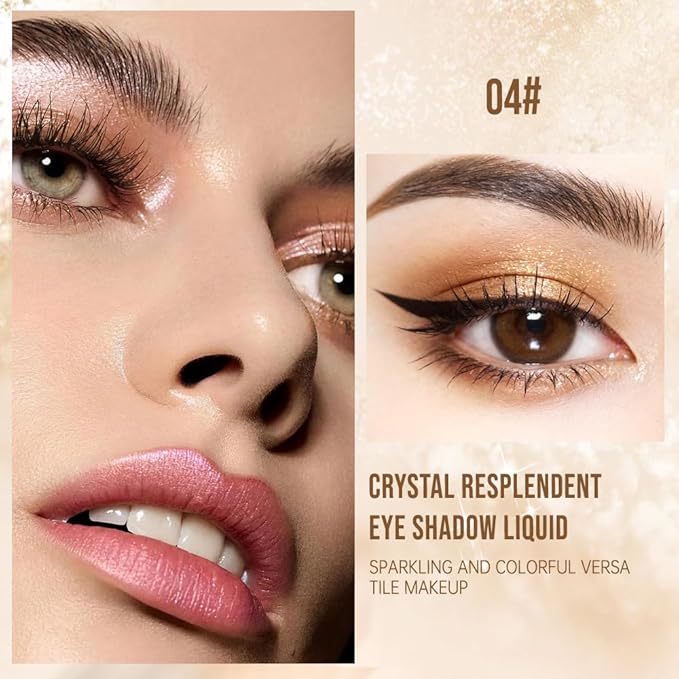Liquid Glitter Eyeshadow Set, Korean Shimmer Eye Makeup, Waterproof Powder Formula, Quick-Drying, Long Lasting, 0.17 Oz (04#, 1PCS)