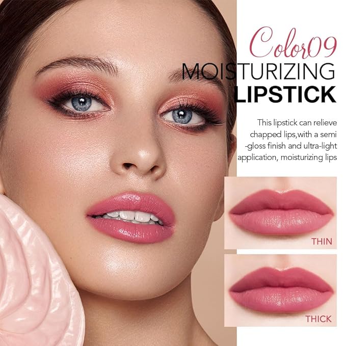 HHLTOH 2Pcs Tinted Lip Balm Moisturizing Lipstick,Waterproof Hydrating Matte Lip Balm for Women,Creamy Natural Color Stain for Dry Lips,Soft Matte Finish (9# Charming Peach Pink & 3# Bean Paste Brown)
