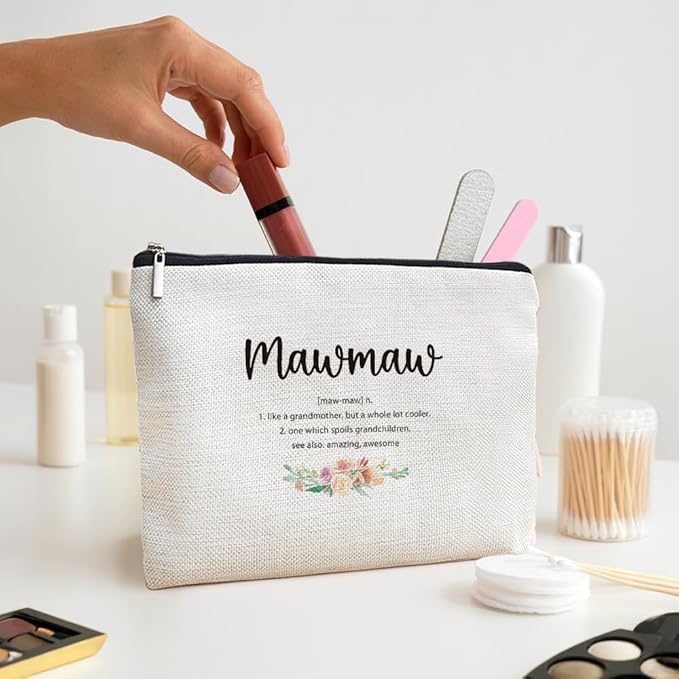 MOTERMATE Mawmaw Gifts Makeup Bag, Mawmaw Gifts for Christmas from Grandkids Cosmetic Bag for Women, Best Grandma Gift from Granddaughter Grandson Toiletry Bags Zipper Makeup Pouch