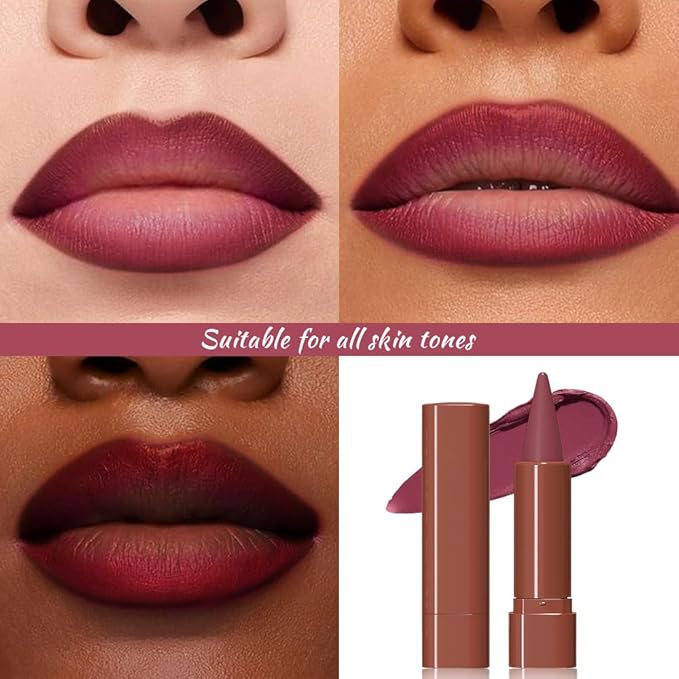 JUAAZIN Mauve Gradient Matte Lip Liner Pencil Crayon for Women - Waterproof Smudge-Proof Kissproof Long-Wear Lip Pencil, Flawless Contour Ombre Effect Lip Crayon,Creamy Pigmented Lip Liner 09#