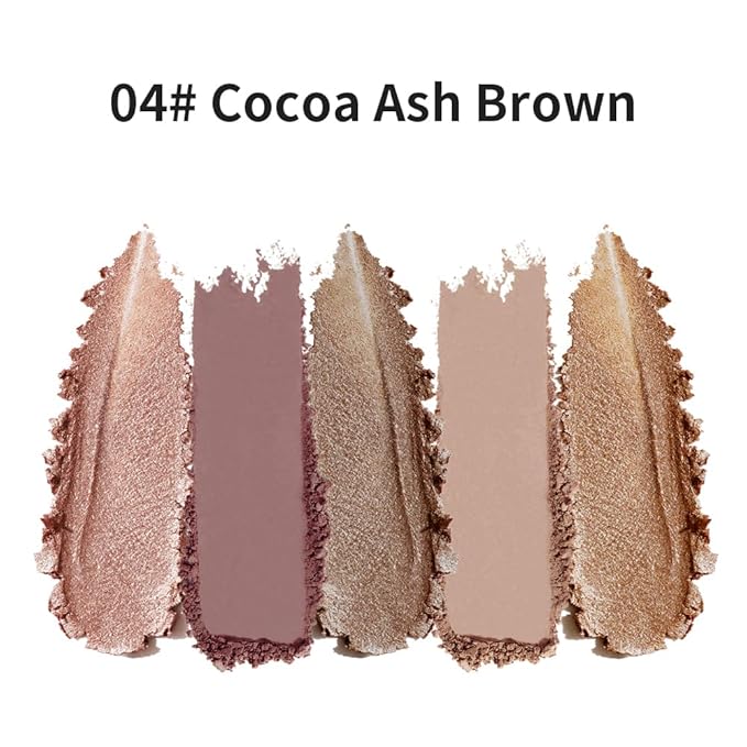 5 Colors Neutral Nude Matte & Shimmer Eyeshadow Palette, Rose Brown Beige & Bronze Warm-Tone Eye Shadow Contour Makeup for Daily Natural Looks, Soft Glam, Mature Women & Blue Green Eyes 4