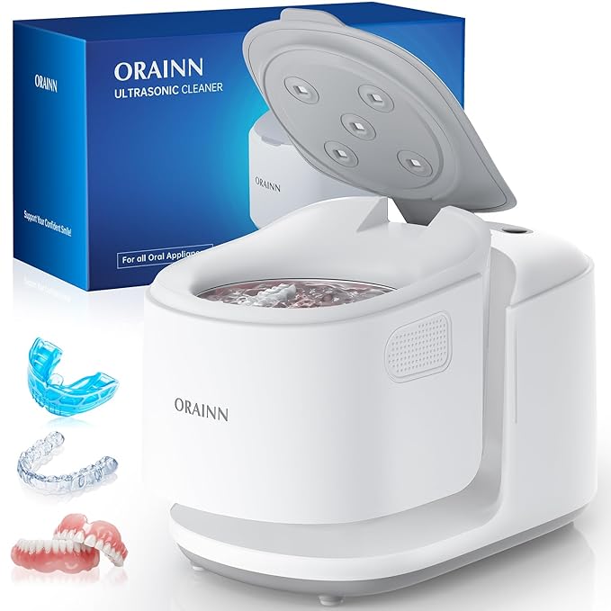 30W Ultrasonic Retainer Cleaner Machine,IPX7 Waterproof Dental Cleaning Pod,45kHz Denture Dome With UV Light,3 Modes, Digital Timer for Night Guard, Mouth Guard, Braces with 230ml Tank(Grey)