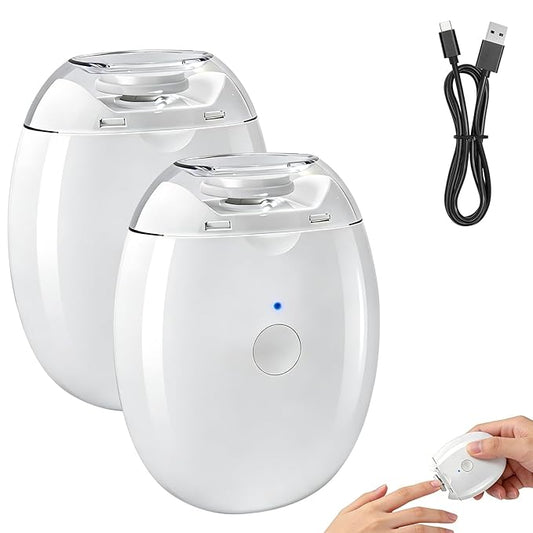 Universal Automatic Fingernail Grinder, 3 Speeds Electric Nail Clipper, Portable Nail Cutter and Trimmer with LED Light & Clip Storage, Electric Toenail Clippers for Seniors & Adults (2PCS)