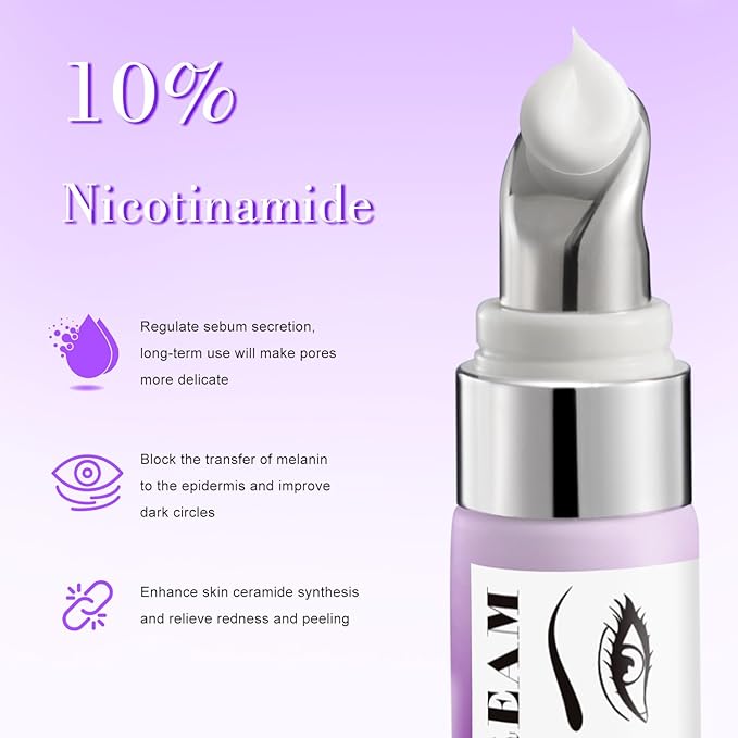 RIGBOO Eye Cream, Under Eye Cream Anti Aging For Puffiness Dark Circles Reduces, Wrinkle & Fine Line Reduction, Eliminate Puffiness, Ritch in 5% Niacinamide Acids for Brighter, Firmer Skin