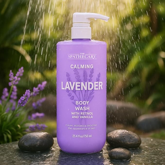 THE SPATHECARY Calming Lavender Body Wash – Relaxing Shower Gel with Natural Lavender Oil – Soothes & Softens Dry, Sensitive Skin – Paraben-Free, Sulfate-Free, Vegan Formula, 25.4oz