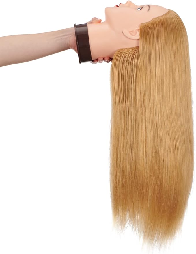 Hairingrid 26"-28" Mannequin Head Hair Styling Training Head Manikin Cosmetology Doll Head Synthetic Fiber Hair and Free Clamp Holder (R71919W2720)