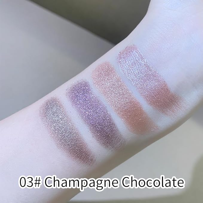 Neutral Shimmer Glitter Eyeshadow Makeup Palette – Rose Mauve, Copper Bronze, Lavender Silver & Champagne Taupe Metallic, High Pigment Blendable Cool-Toned Mini Eye Shadow Palette for Blue Green Eyes