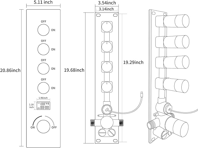 AYIVG Matte Black Thermostatic Rainfall Full Body Shower System With 2 In 1 Waterfall Rainfall Ceiling Mount 16 X 24 Inch Rain Shower Head 6 Jets Temperature Display Shower Faucet Set