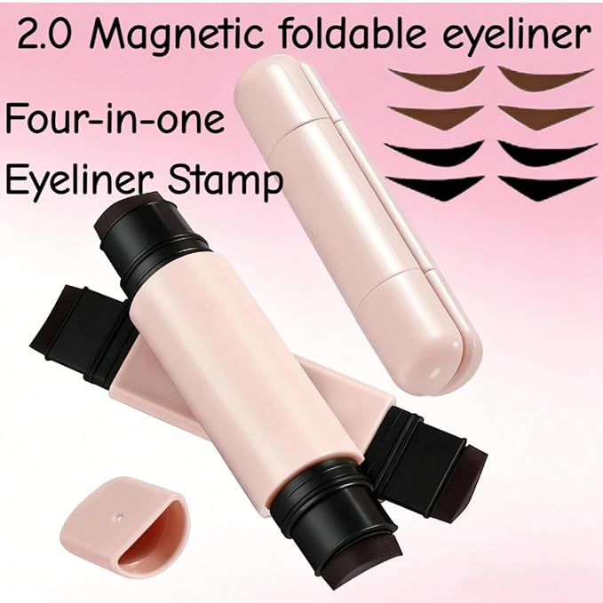 Foldable Eyeliner Stamp, Eye Liner Pen Tool for Beginners, 2026 New One-Piece Eyeliners Stamp Gel Eyeliner Pencil Set for Perfect Wings (Black)